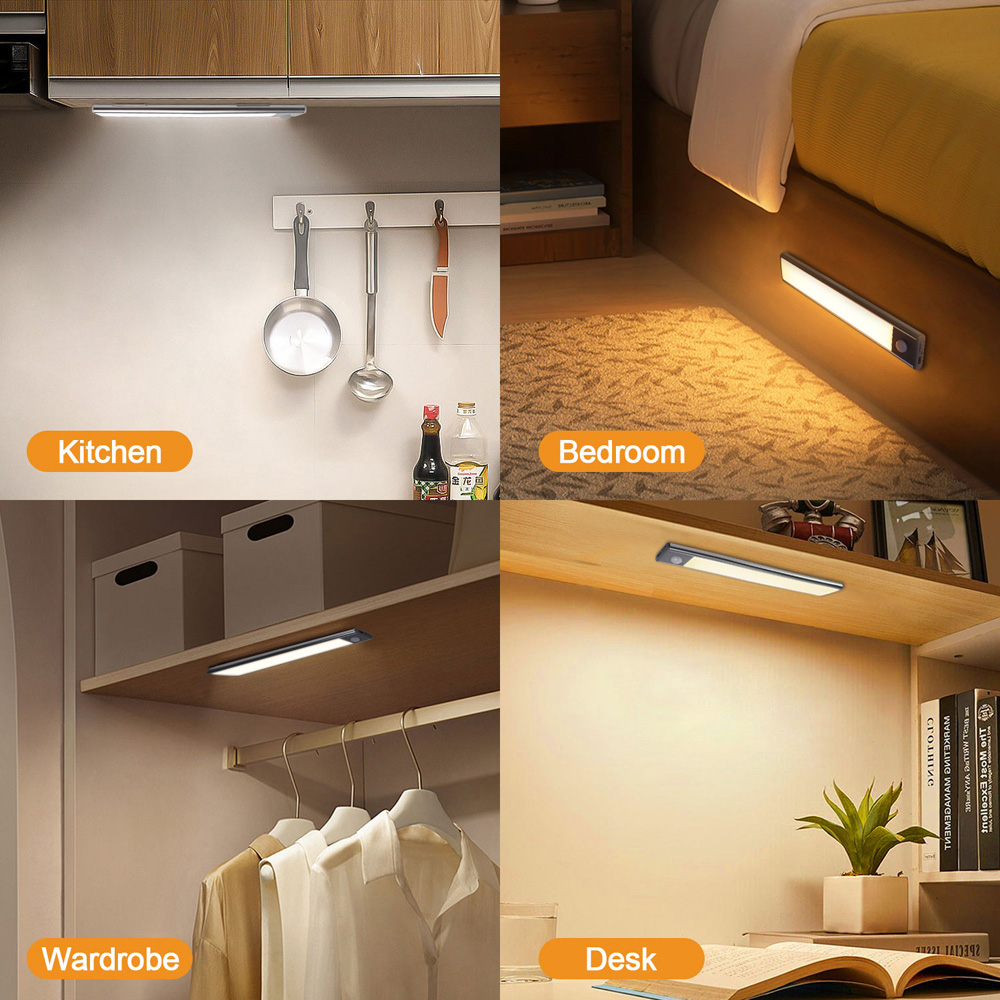 ExtraStar 2 Pack 1W Rechargeable Smart Sensor Tri Tone Temperature Wardrobe Cabinet Light Image 2