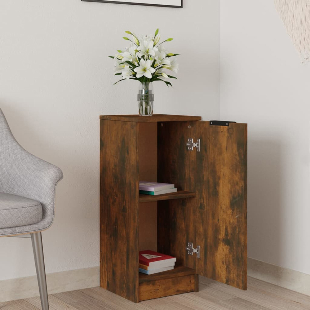 vidaXL Single Door Smoked Oak Sideboard Image 3
