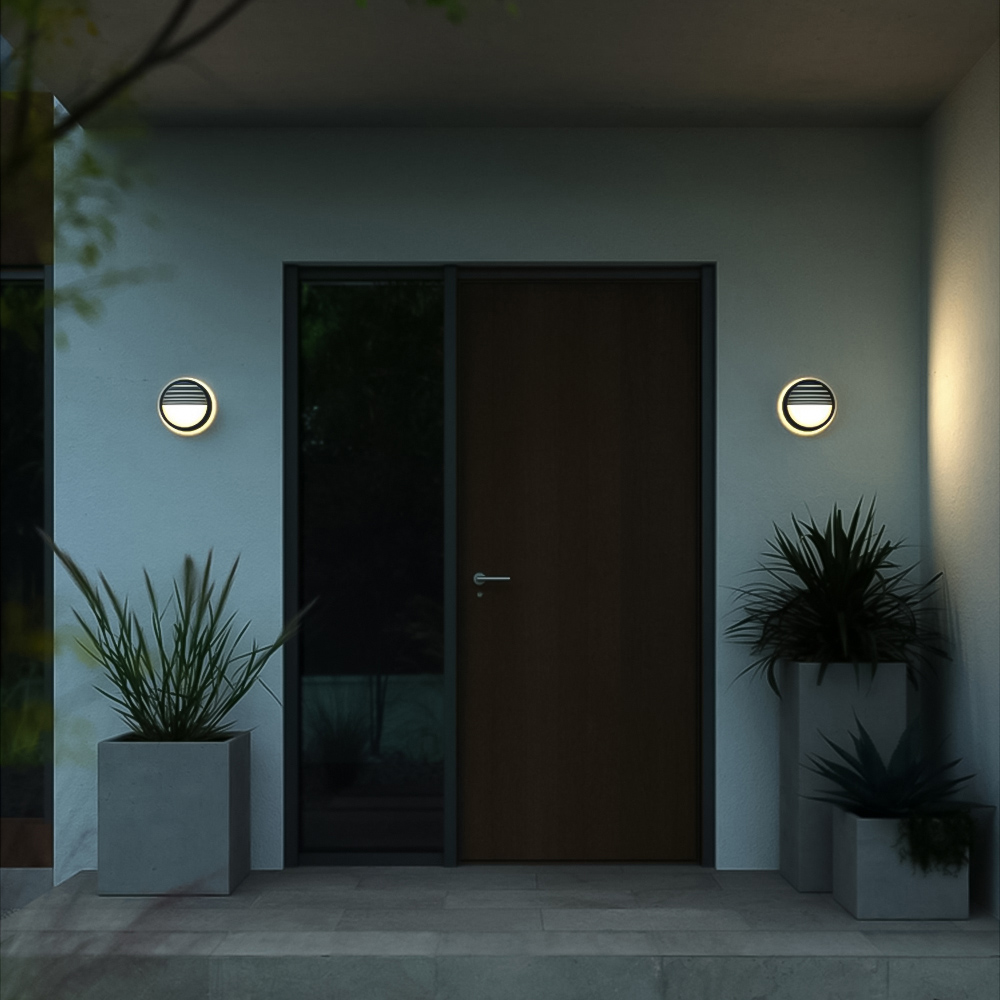 Nordlux Oliver Black Round Outdoor Wall Light with Replaceable Covers Image 7