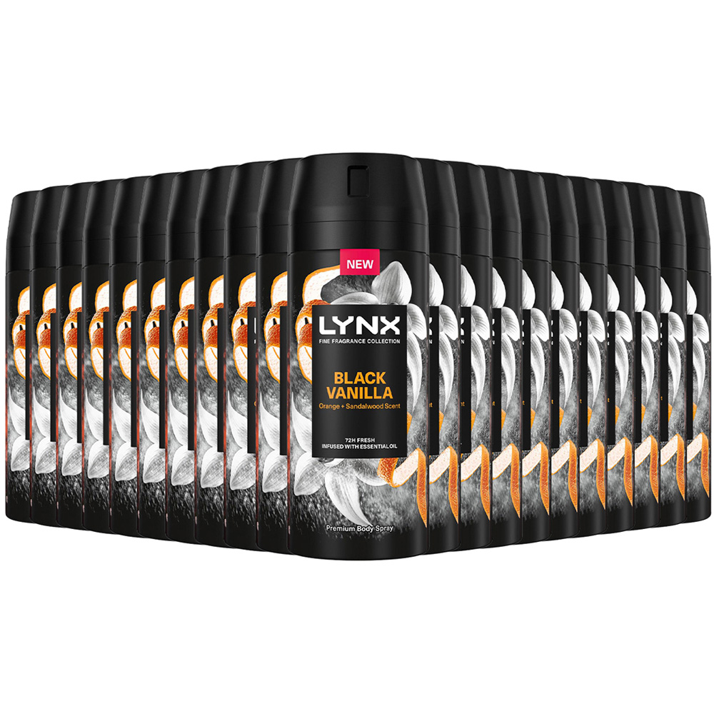 Lynx Fine Fragrance Collection Black Vanilla Deodorant Body Spray 150ml 21 Pack Image 1