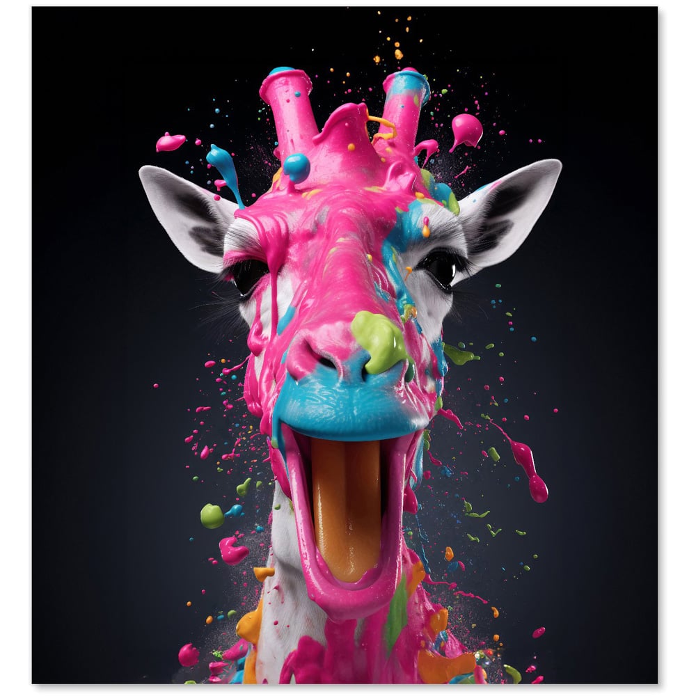 Warren Reed Designer Pink Splashart Giraffe Face Glass Kitchen Splashback 65 x 60cm Image 2