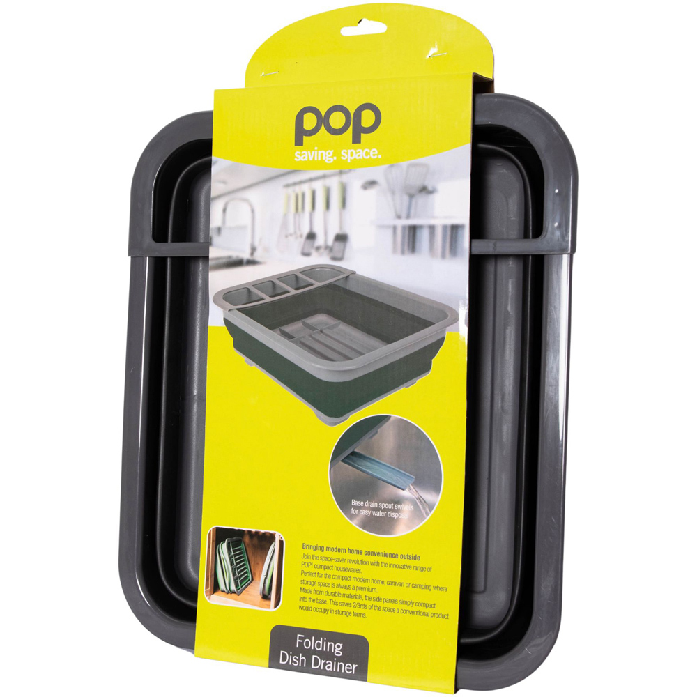Samuel Alexander Black and Grey Collapsible Folding Sink Dish Drainer 37cm Image 1