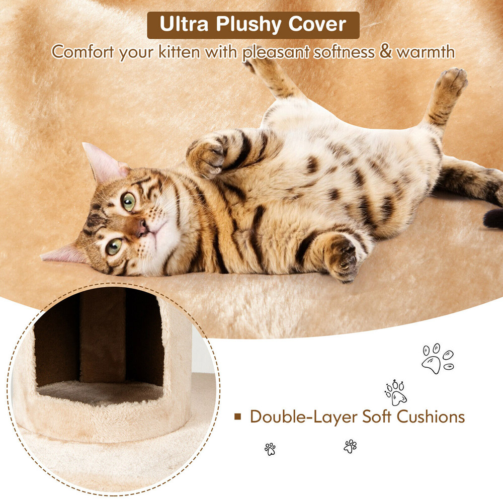 Costway Beige Multi Level Cat Scratch Post Tree Image 5