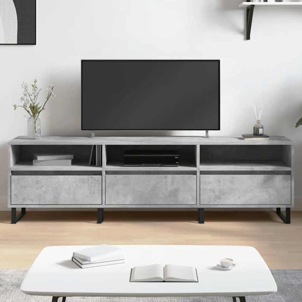 vidaXL 3 Door 3 Shelf Concrete Grey TV Cabinet Image 1
