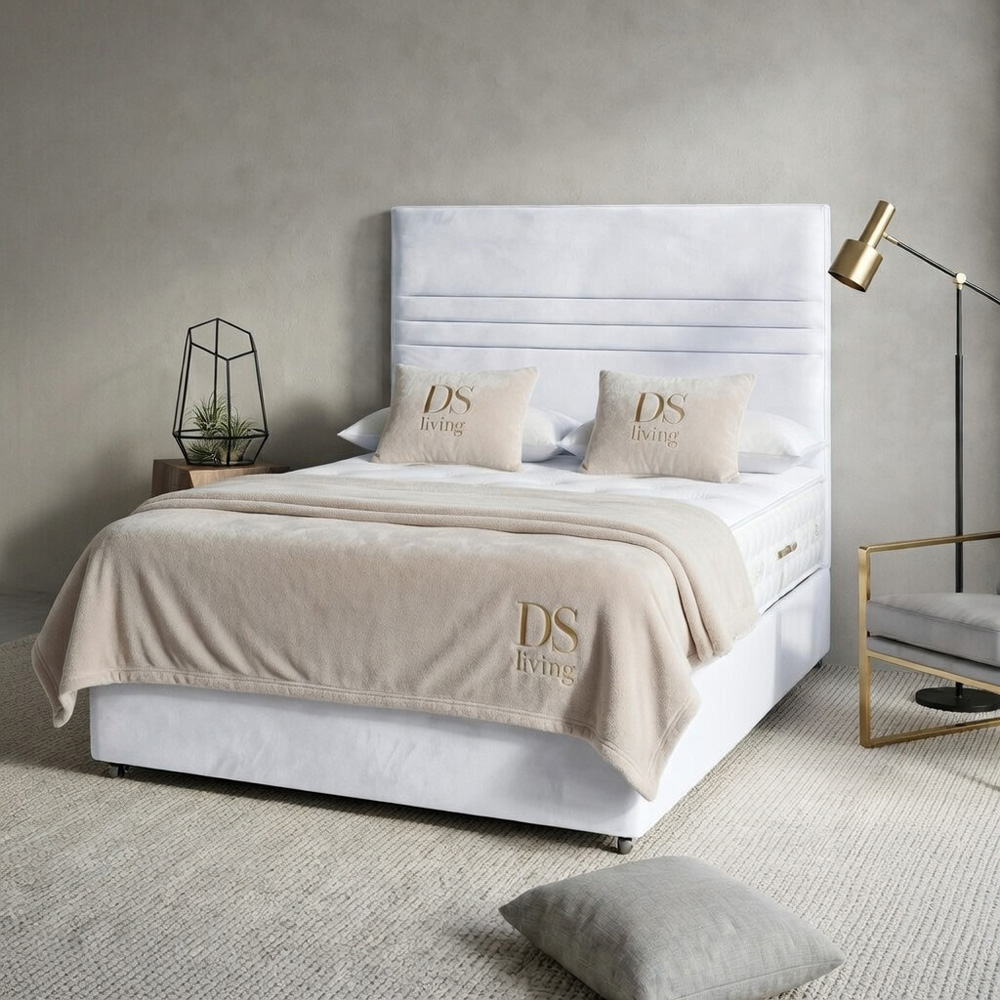 DS Living Harrington King Size White Plush Divan Bed Image 5