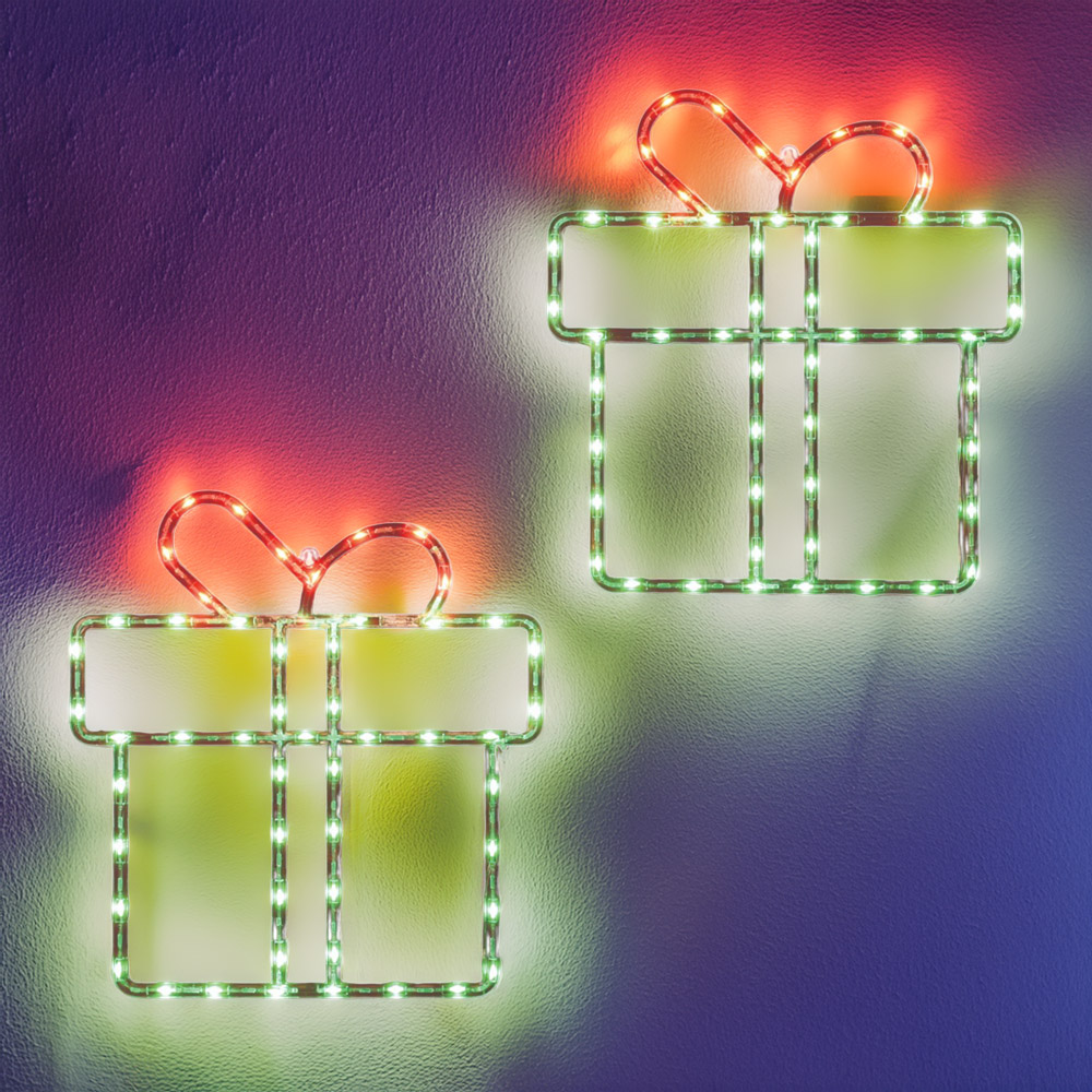 Set of 2 Present Rope LightsGreen and Red Image 1