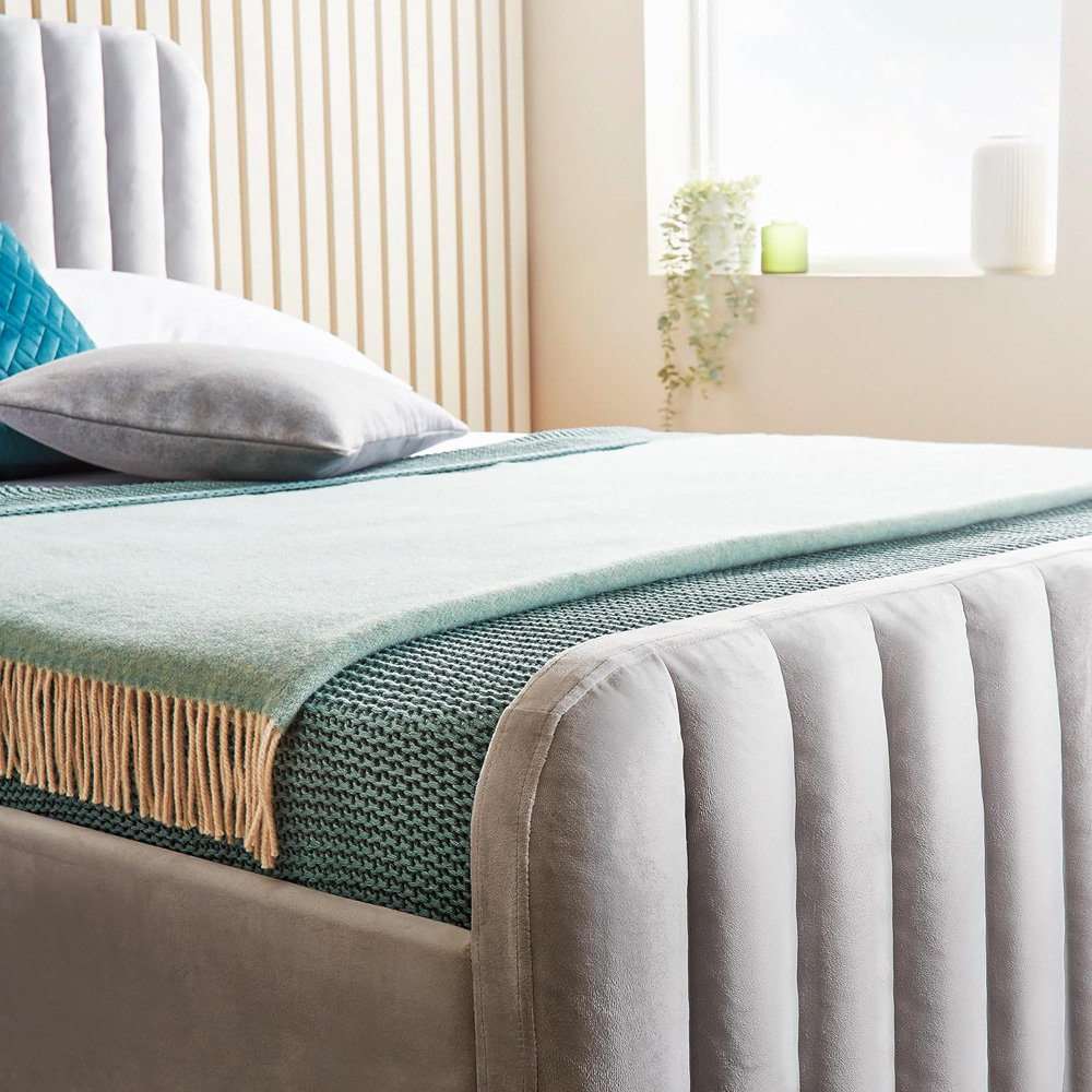 Home Treats Small Double Velvet Padded Ottoman Bed Image 3