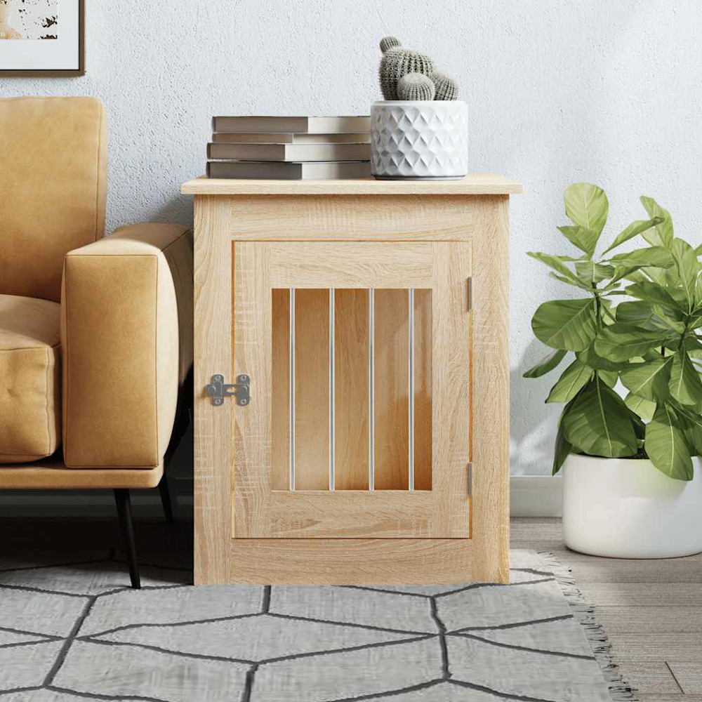 vidaXL Sonoma Oak Engineered Wood Dog Crate Furniture 68 x 55 x 80cm Image 2