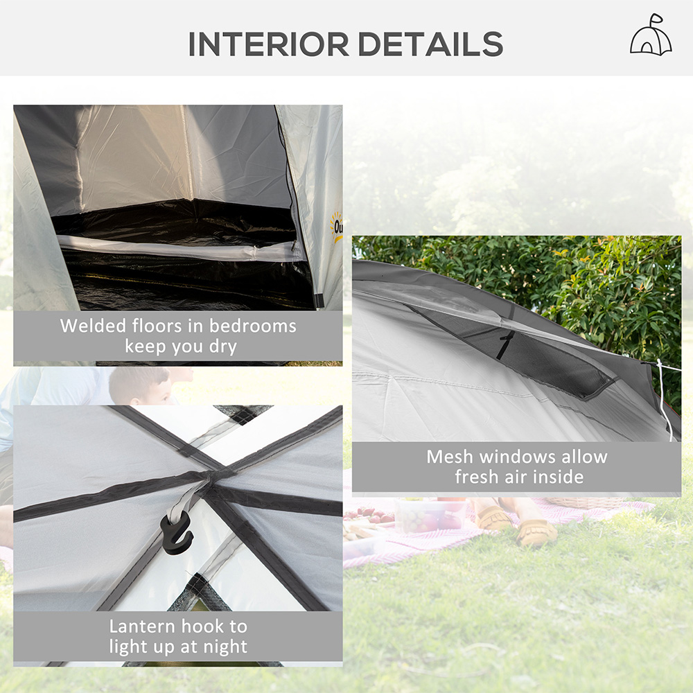 Outsunny 4-6 Person Waterproof Camping Tent White and Grey Image 6