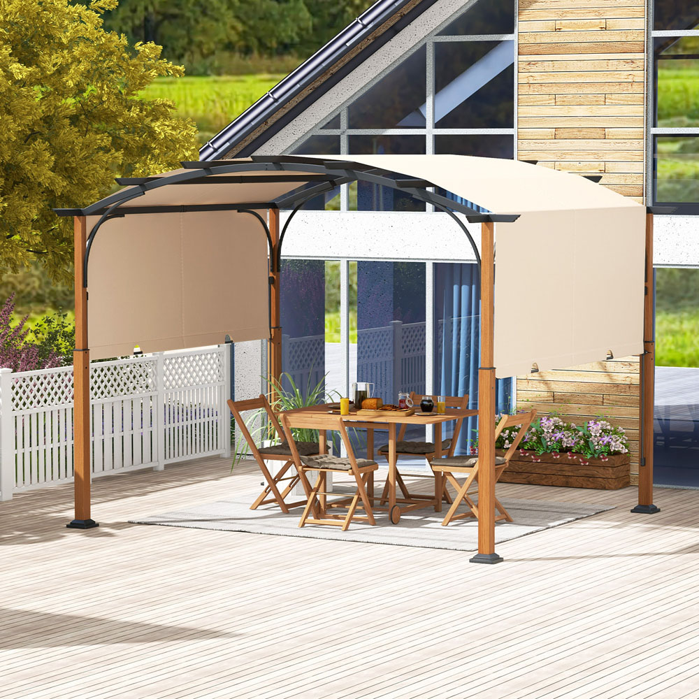 Costway 3 x 3.6m Beige Arched Retractable Pergola with Canopy Image 4