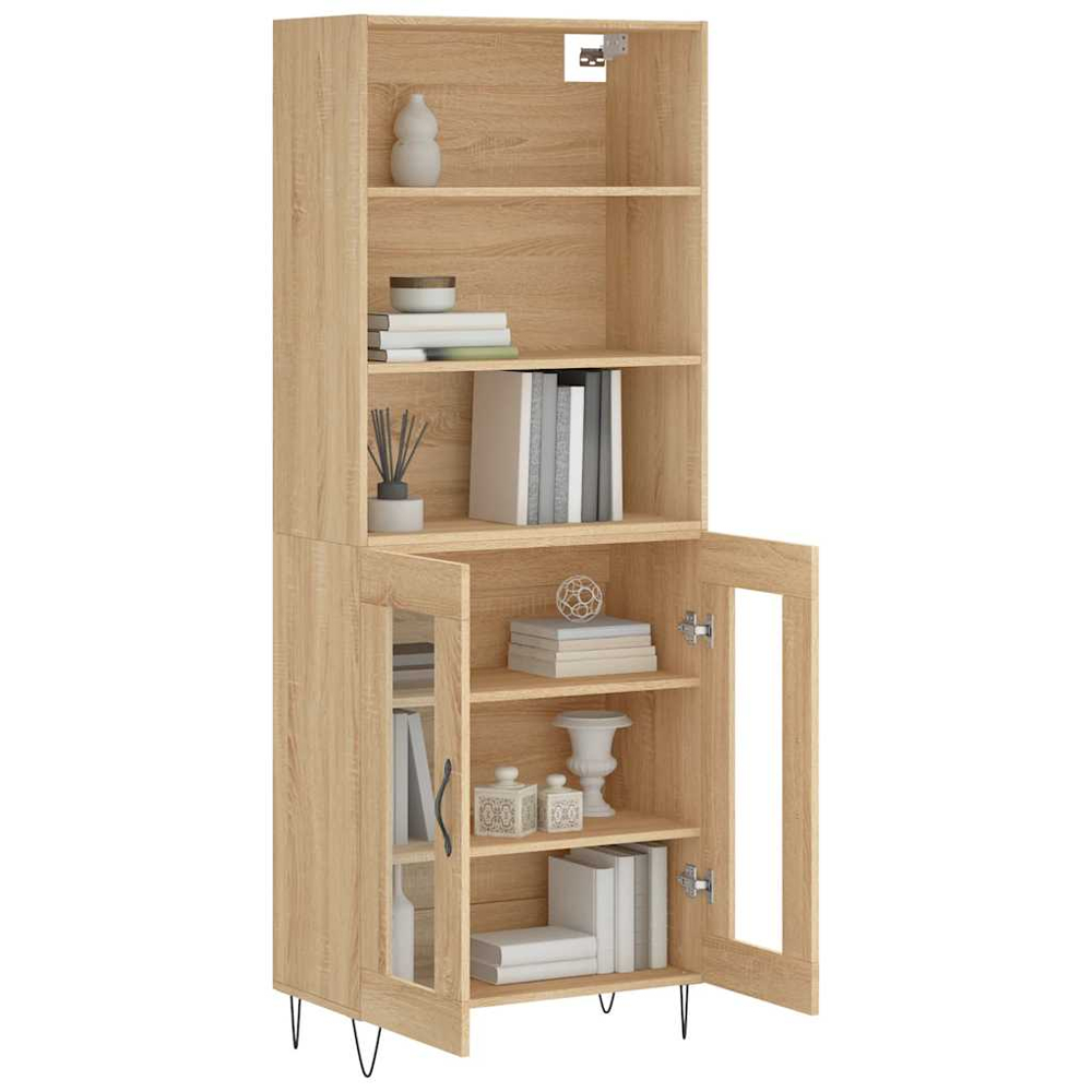 vidaXL 2 Glass Door 3 Shelf Sonoma Oak Highboard Image 3