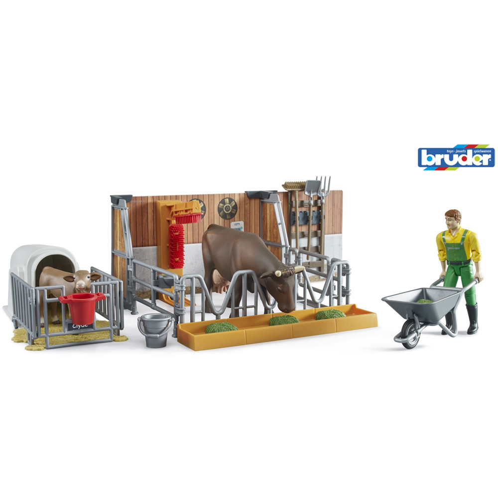 Bruder Bworld Cow and Calf Barn with Farmer Figure and Accessories Image 8