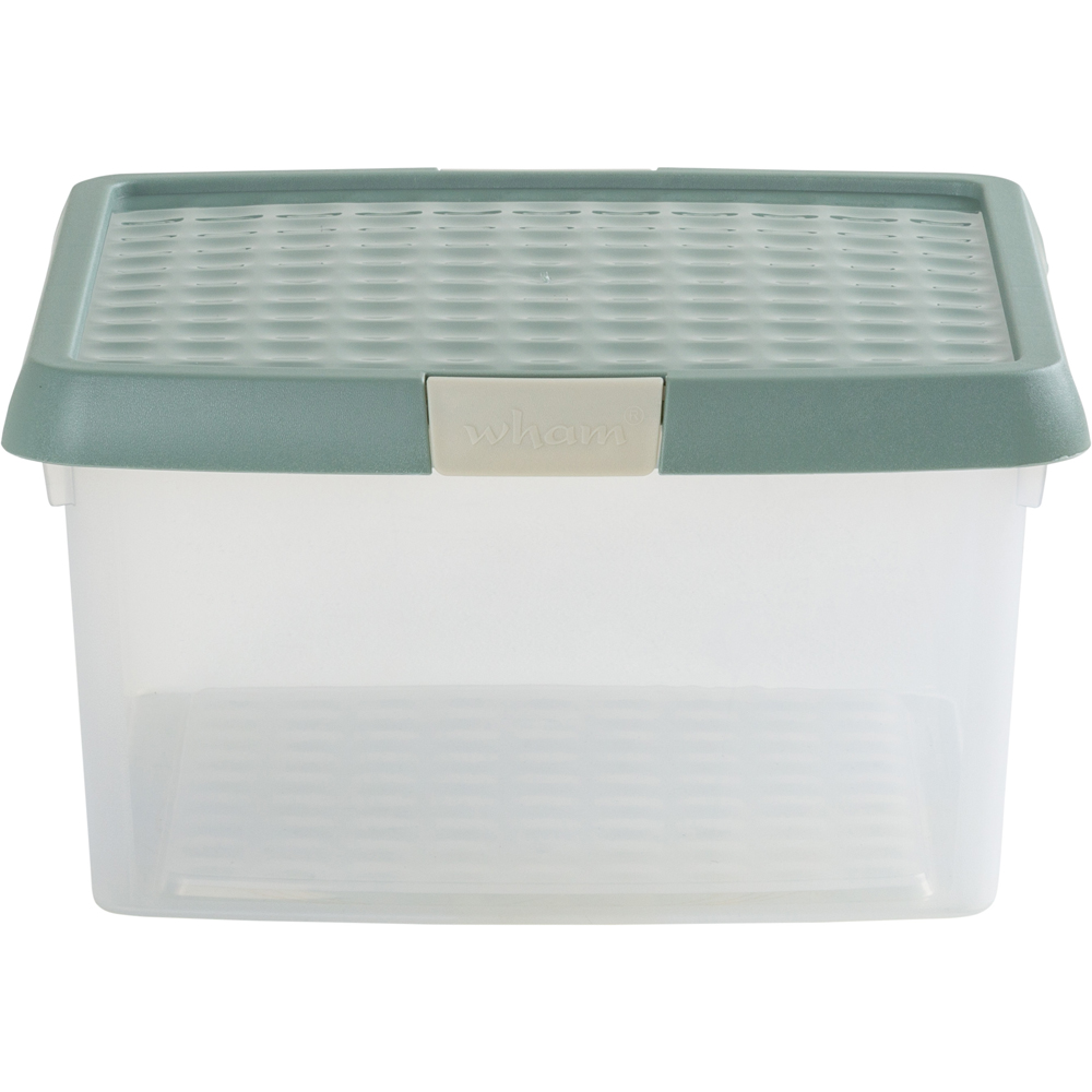 Wham Clip 9L Clear Green Milieu and Stone Square Storage Box with Lid 3 Pack Image 4