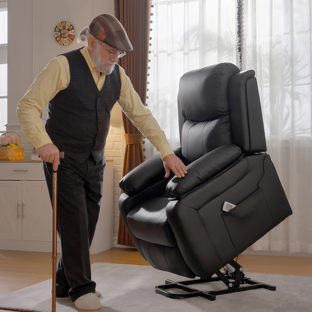 HOMCOM Black Power Lift Riser and Recliner Chair with Remote Image 4