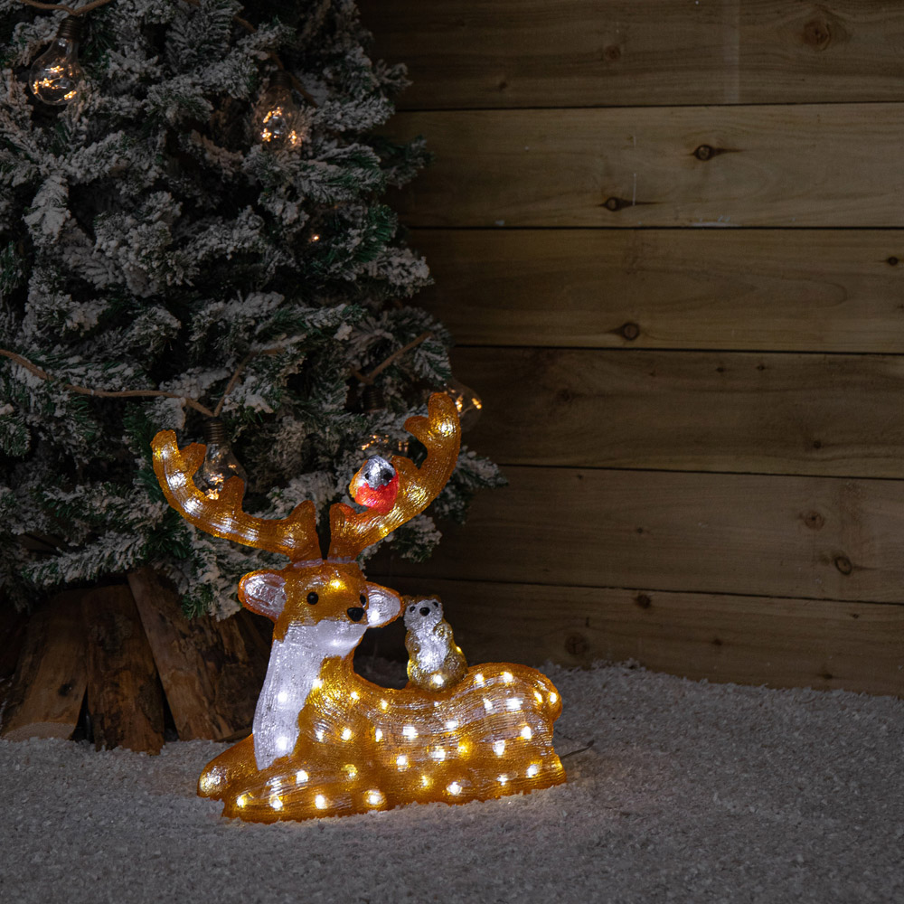 Samuel Alexander Warm White LED Light Up Acrylic Sitting Deer with Animals Christmas Decoration 40cm Image 5