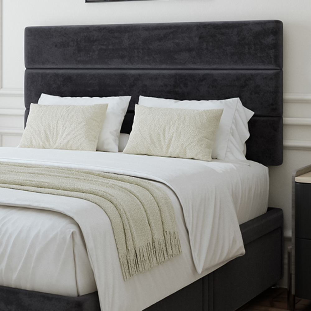 Bedmaster King Size Black Naples Velvet 4 Drawer Divan Base with Milan Headboard Image 2
