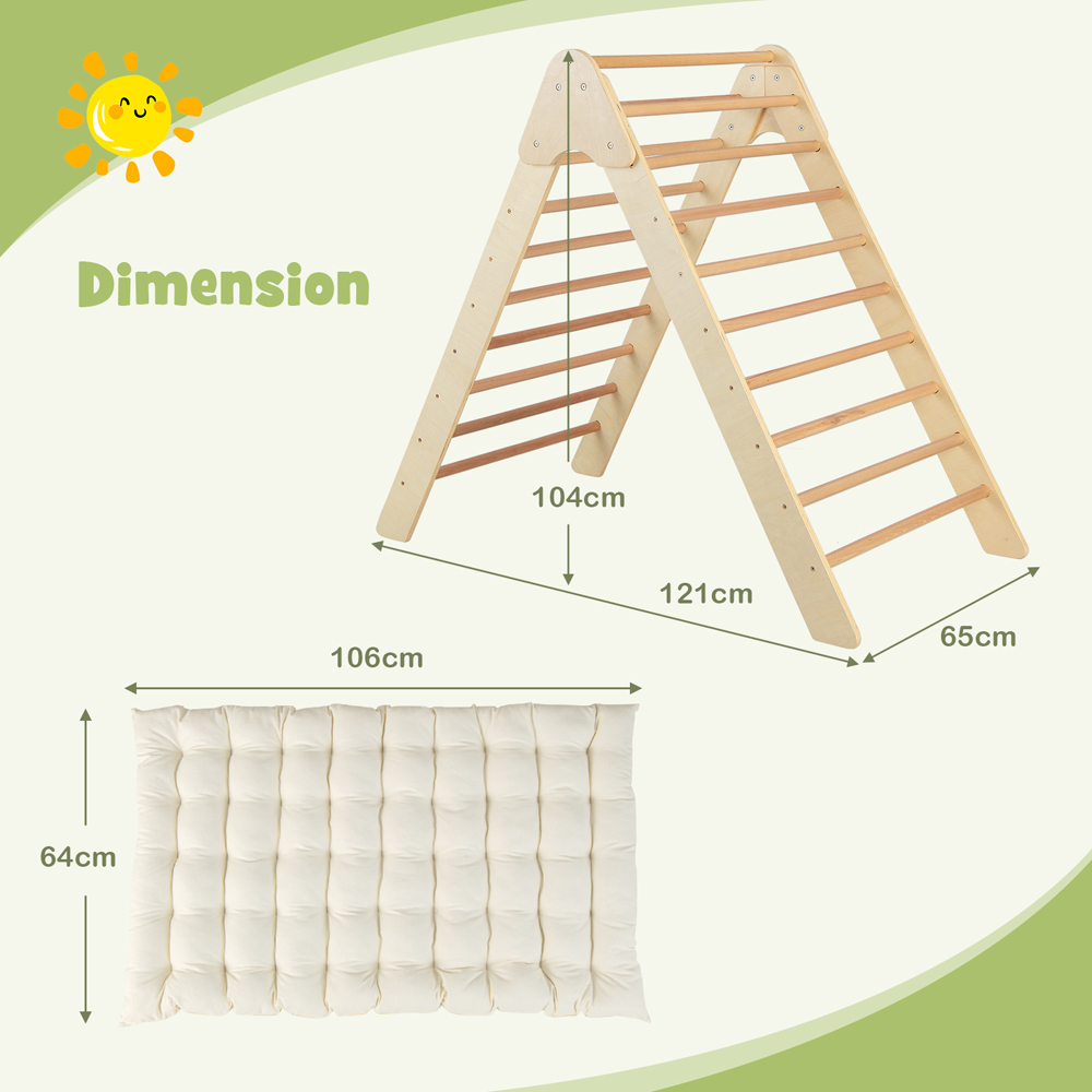 Costway 2 in 1 Beige Kids Triangle Tent Climber Image 8