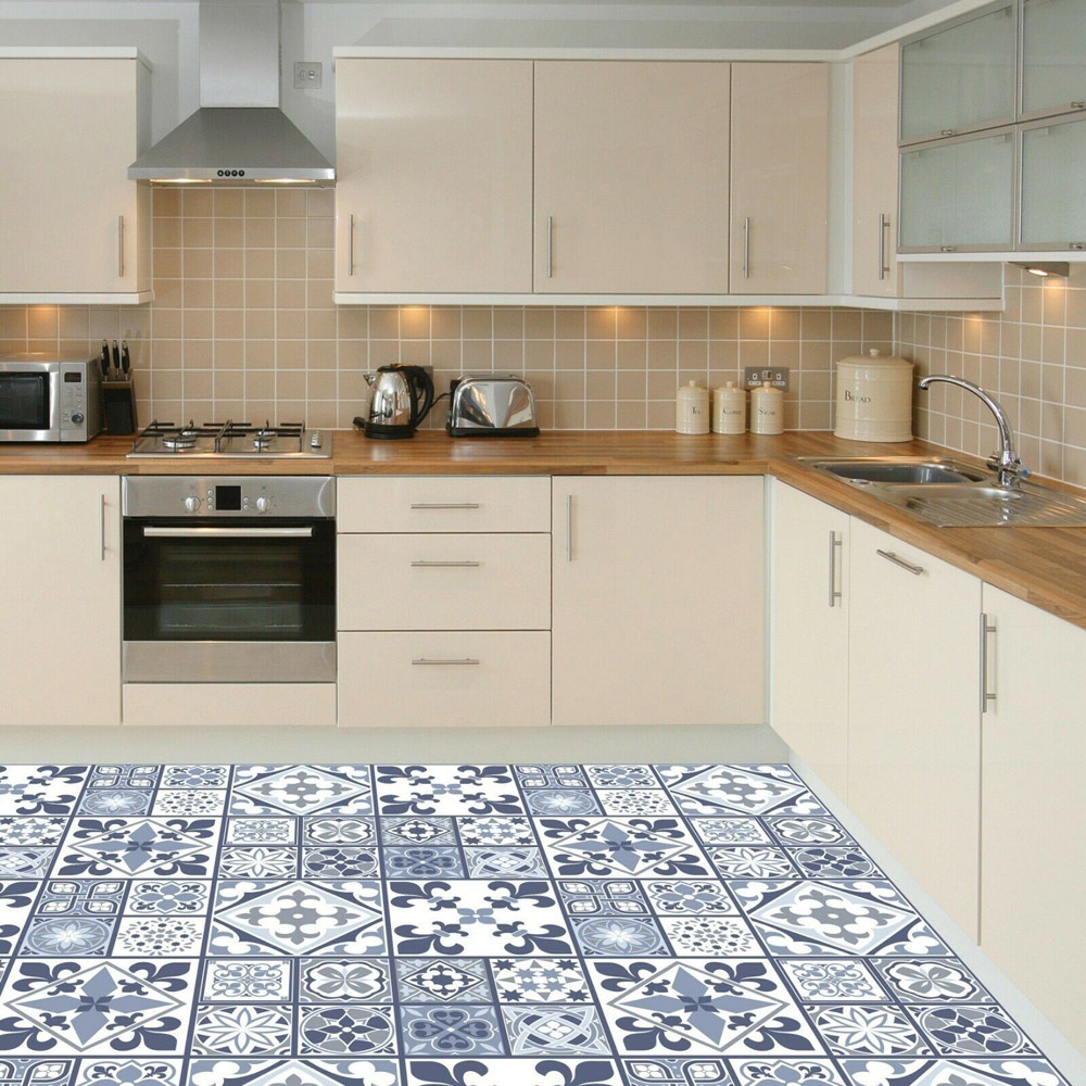 Walplus Lisbon Blue Tile Melange Floor Sticker 120 x 60cm Image 7