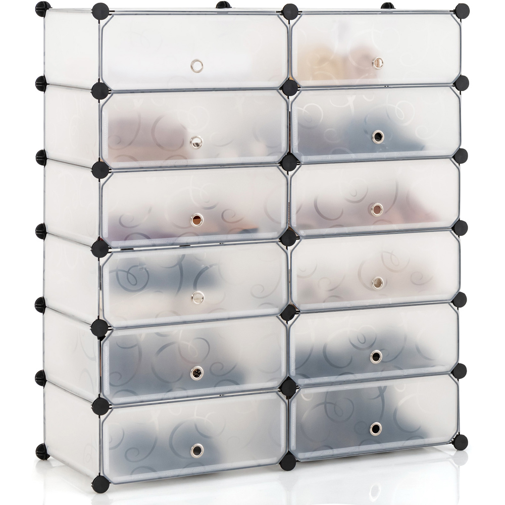 Costway 12 Cube White Shoe Organizer Image 3