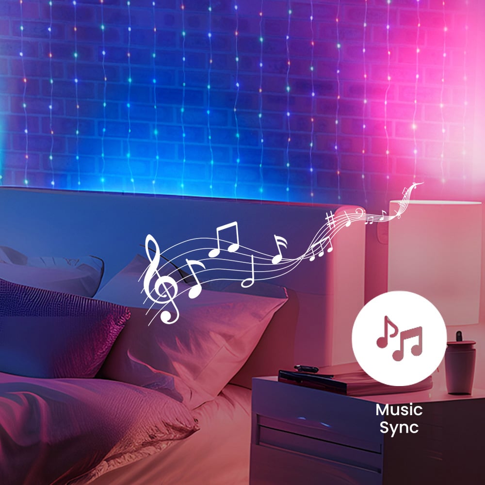 ValueLights Smart App-Control RGB IP44 Fairy Curtain Light 2 x 2m Image 4