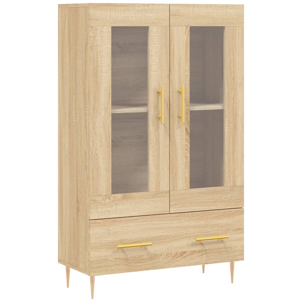 vidaXL 2 Glass Door Single Drawer Sonoma Oak Highboard Image 2