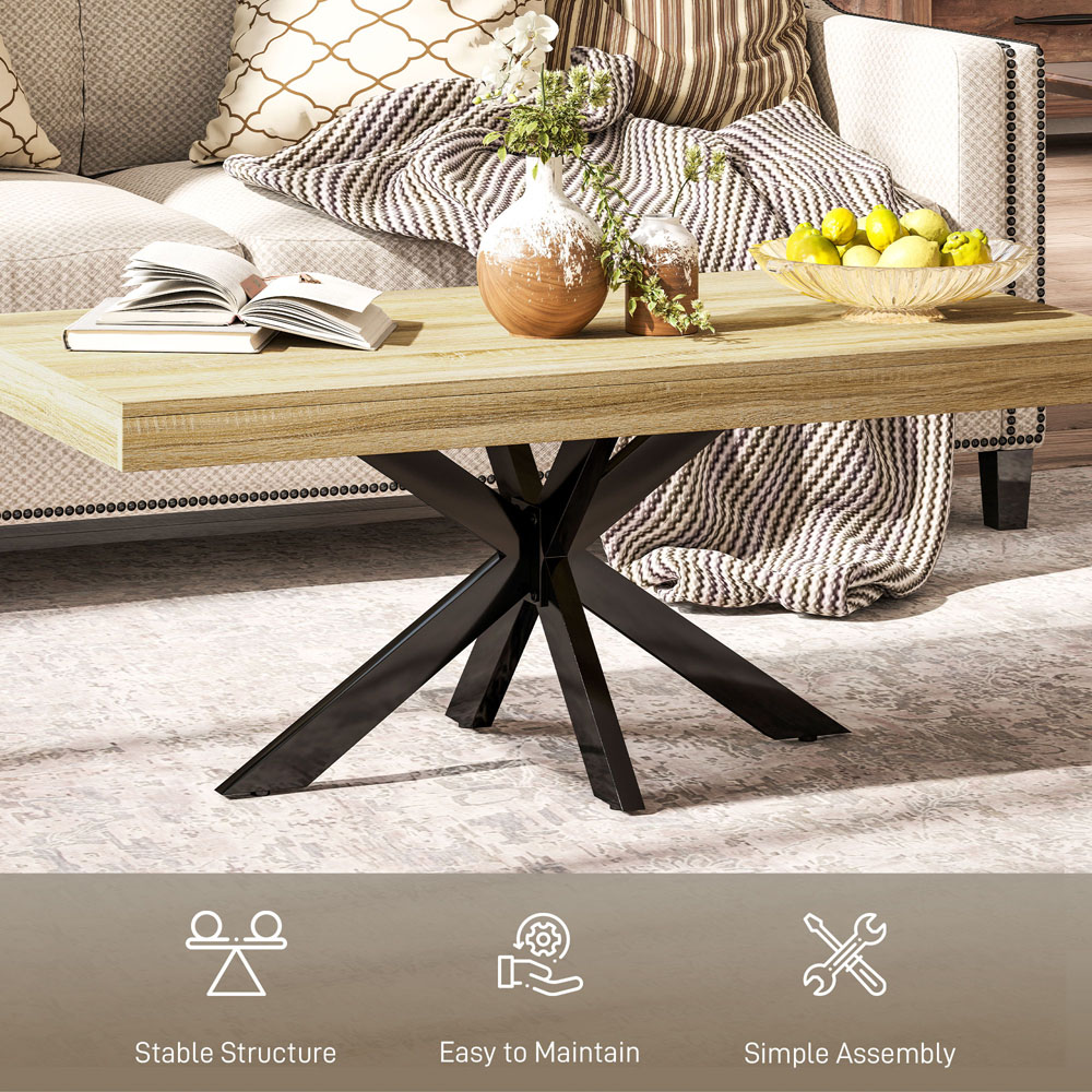 HOMCOM Industrial Natural Coffee Table with Steel Frame Image 6