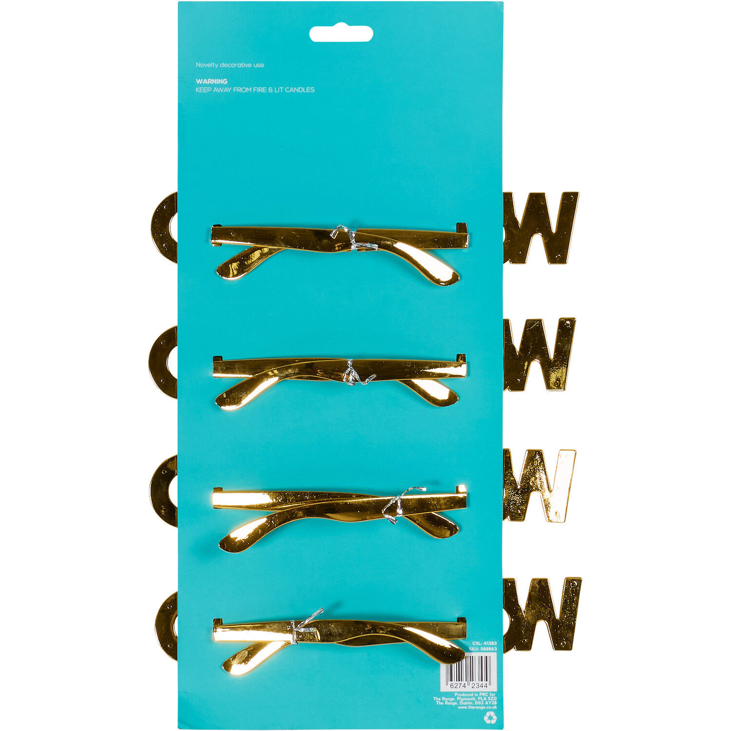 My Party Pack of 4 Woohoo Glasses - Gold Image 3