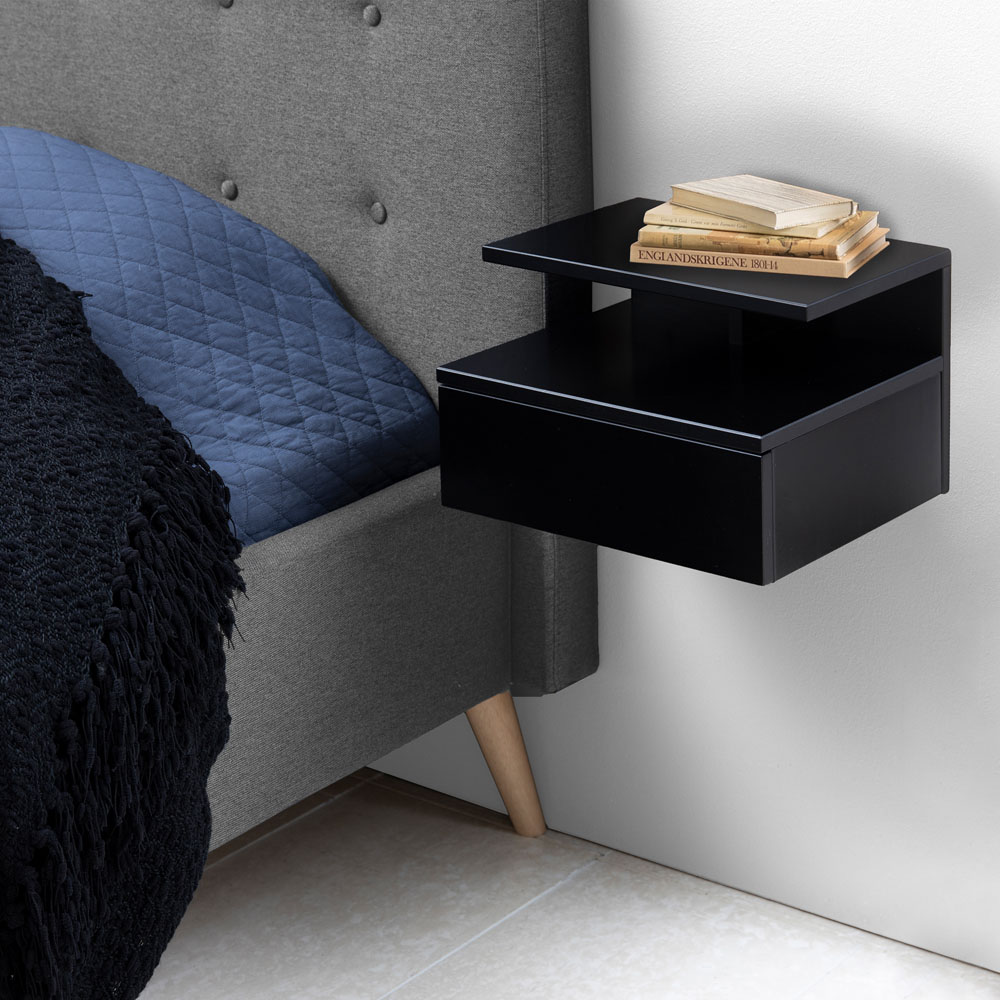 Florence Ashlan Single Drawer Black Bedside Table Image 8