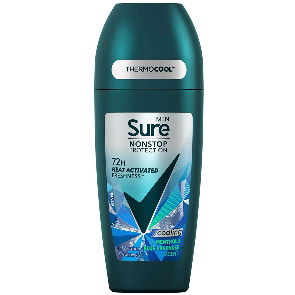 Sure Men Nonstop Protection Menthol and Blue Lavender Antiperspirant Roll On 50ml 6 Pack Image 2