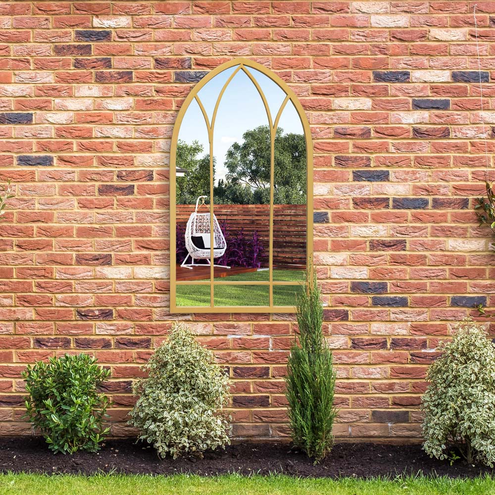 MirrorOutlet The Arcus Gold Framed Arched Garden Wall Mirror 83 x 48cm Image 7