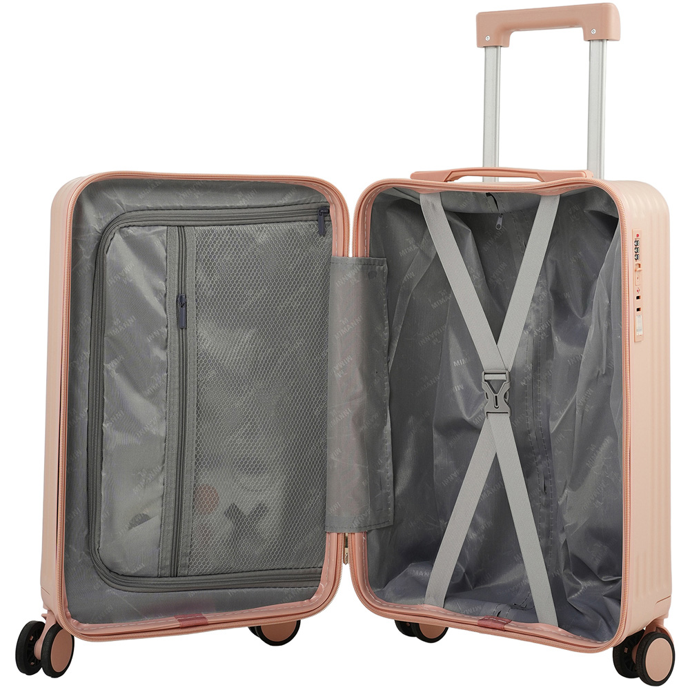 H&O Direct Pink ABS Hard Shell Suitcase with Cup Holder USB Port and Stickers 20 inch Image 3
