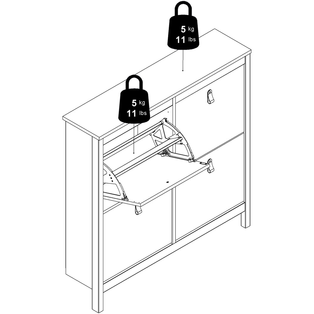 Florence Barcelona 4 Flip Down Doors White Shoe Cabinet Image 9