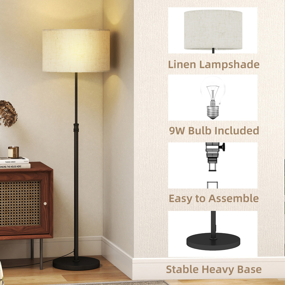 HOMCOM Modern Adjustable Colour Temperature Dimmable Floor Lamp Image 6