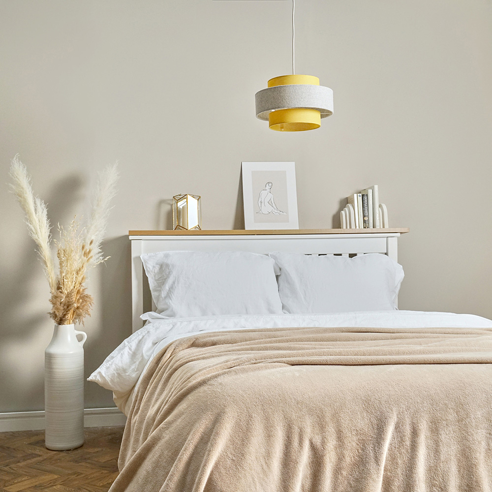 ValueLights Mustard and Grey Herringbone Pendant Lamp Shade Image 7