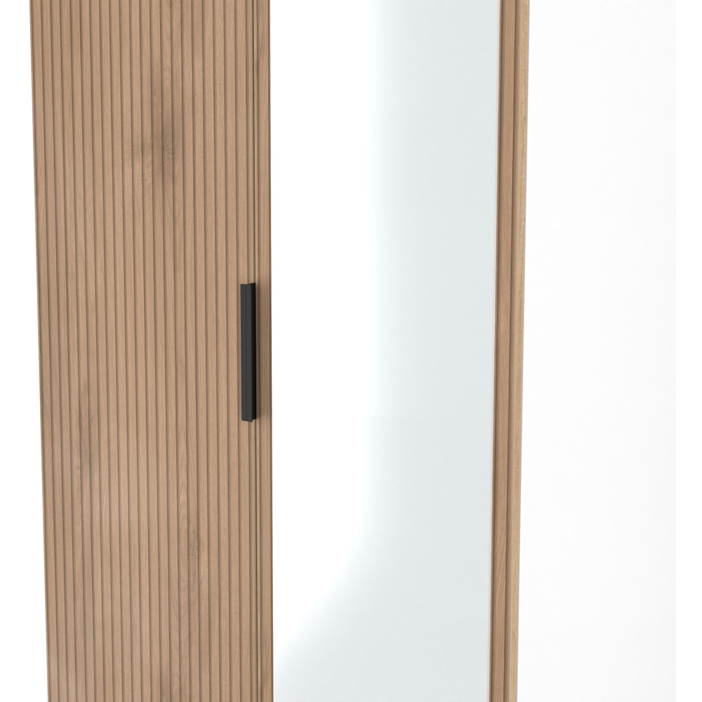 Crowndale Java 2 Door 2 Drawer Slatt Effect and White Tall Mirrored Wardrobe Ready Assembled Image 5