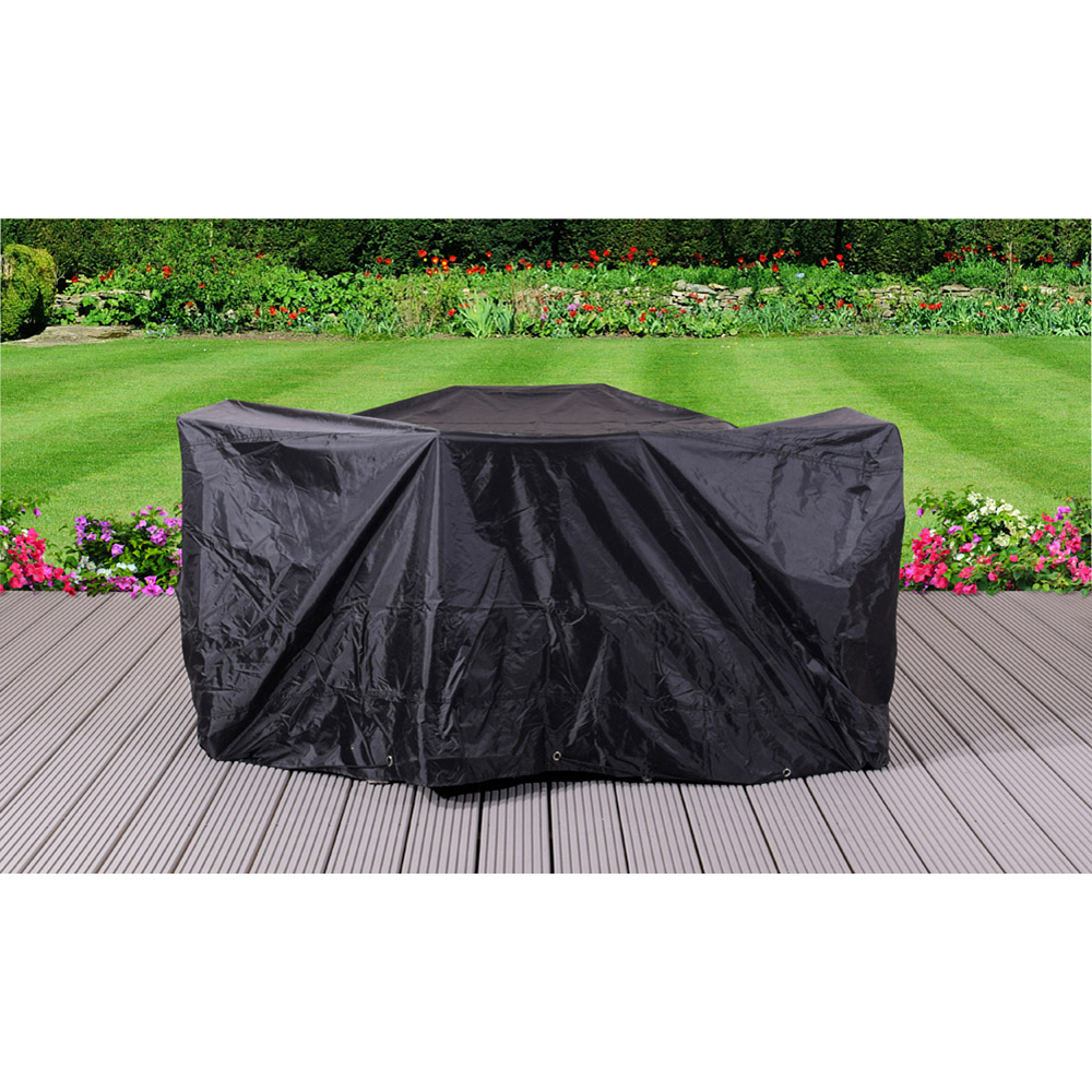 Brooklyn  4 Seater Rattan Square Dining Garden Set Grey with Cover Image 2