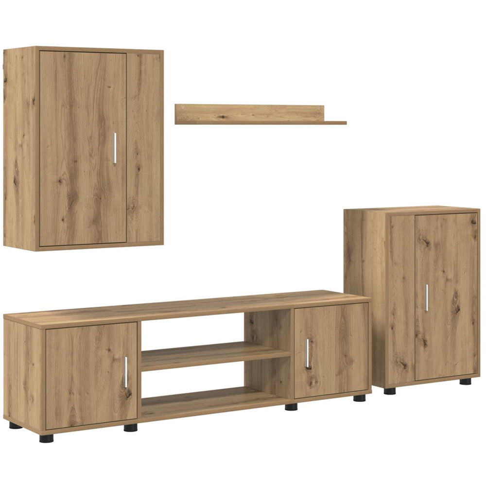 vidaXL Artisan Oak Wall Mounted 4 Piece TV Cabinet Set Image 2