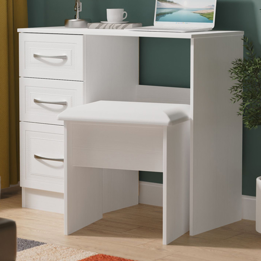Crowndale Dorset 3 Drawer Signature White Vanity Dressing Table Ready Assembled Image 1