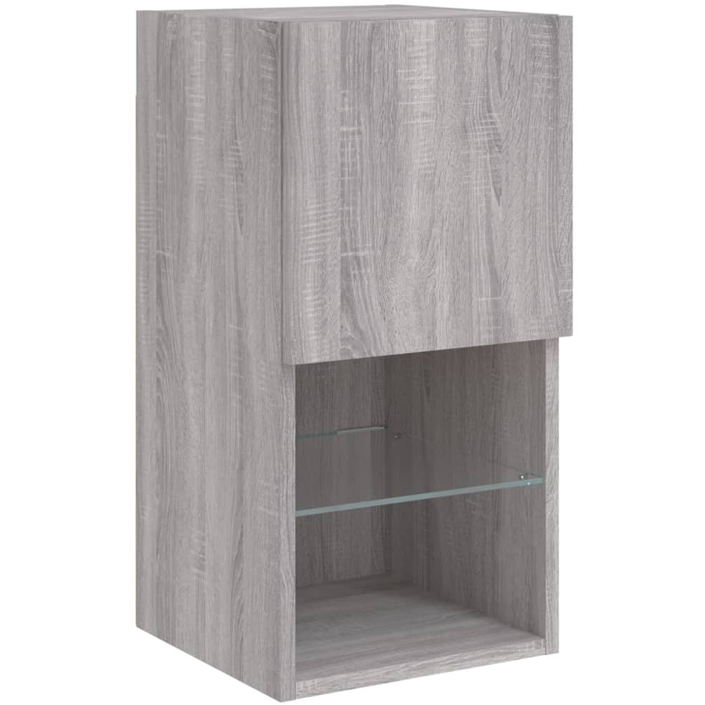 vidaXL Single Door 2 Shelf Grey Sonoma TV Cabinet with LED Lights Set of 2 Image 5