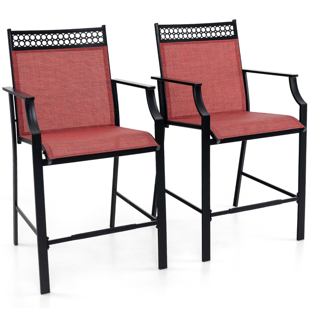 Costway Set of 2 Red Outdoor Patio Chairs with Footrest Image 2