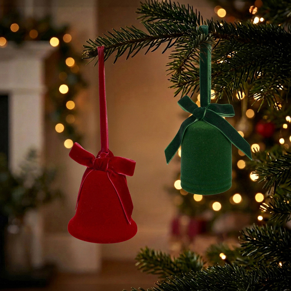 Hanging Flocked Bell Decoration Image 4