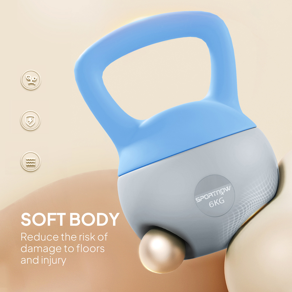 SPORTNOW Light Blue and Grey Soft Body Kettlebell with Non Slip Handle 6kg Image 7