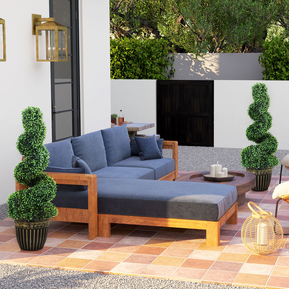 HOMCOM Set of 2 Potted Artificial Plants, Topiary Spiral Boxwood Trees, 90cm Image 6