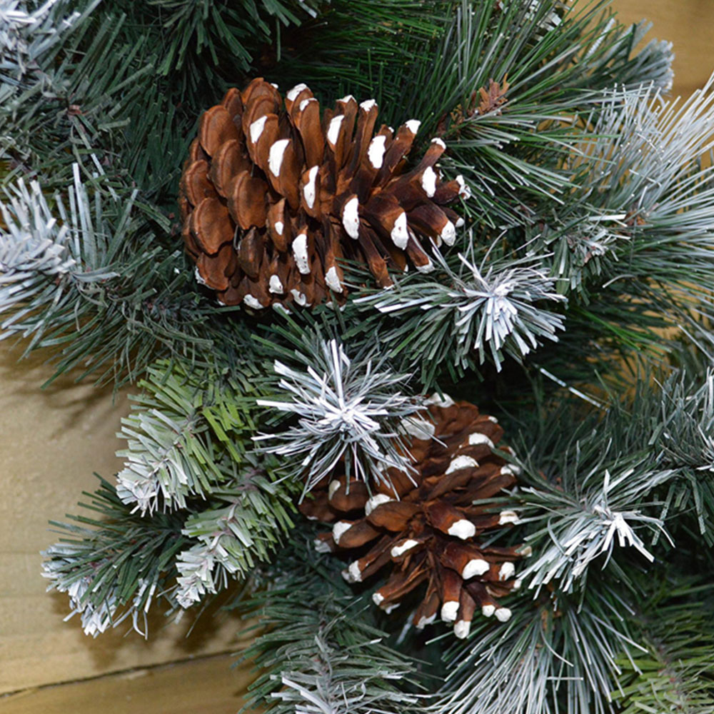 Samuel Alexander Frosted Glacier Snow Tipped Christmas Wreath with Pinecones 60cm Image 4