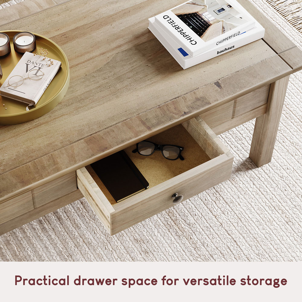 Vida Designs Panama Single Drawer Oak Coffee Table Image 5