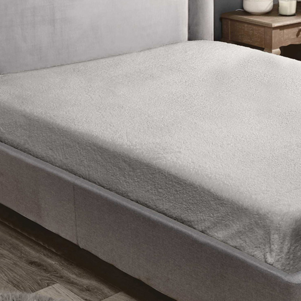 Rapport Home Teddy Double Silver Fitted Bed Sheet Image 3