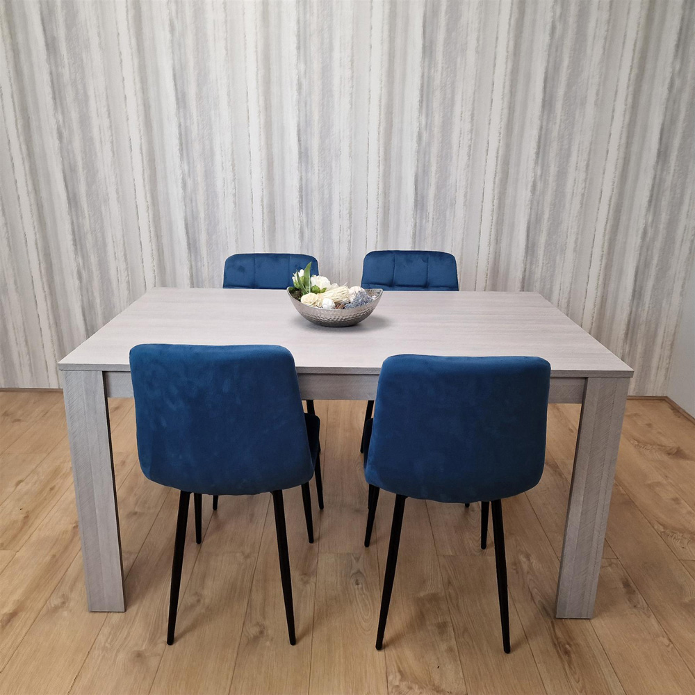 Kosy Koala 4 Seater Velvet Arrow Design Dining Set Grey and Blue Image 7