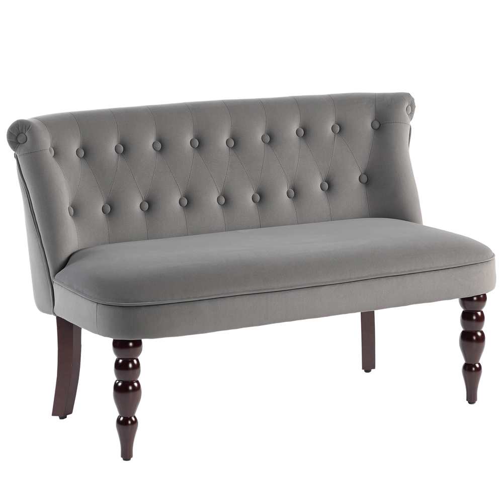 HOMCOM 2 Seater Charcoal Grey Velvet Lounger Sofa Image 2
