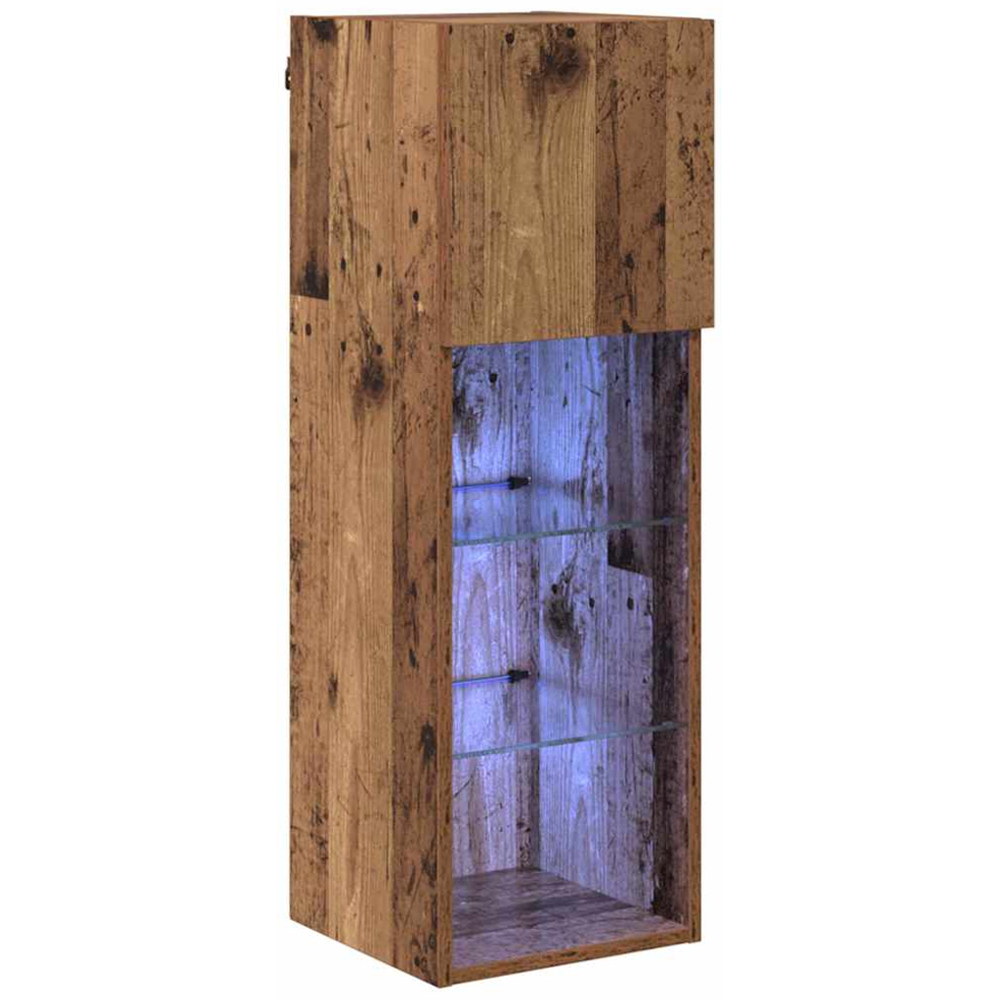 vidaXL Single Door 3 Shelf Old Wood Wall Mounted LED TV Unit Image 2