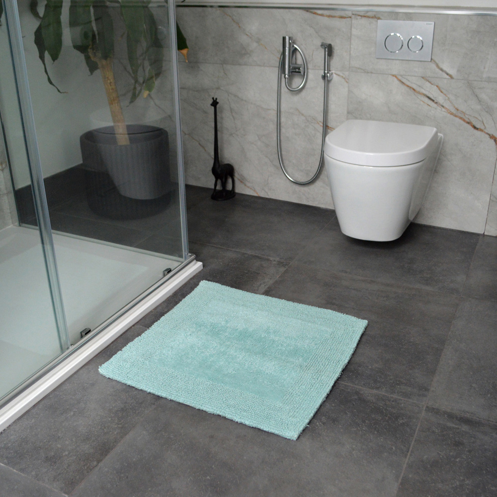 Allure Bath Fashions Elegance Duck Egg Reversible Square Bath Mat 55 x 55cm Image 2